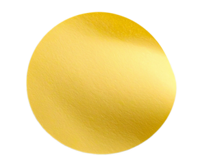 Blank round yellow paper sticker isolated on transparent background