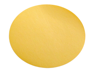 Blank round yellow paper sticker isolated on transparent background