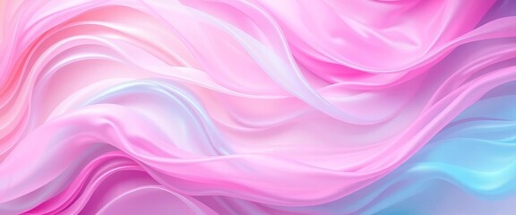 Fototapeta premium Swirling pastel silks, translucent layers create dreamy wave patterns, illustration, peaceful