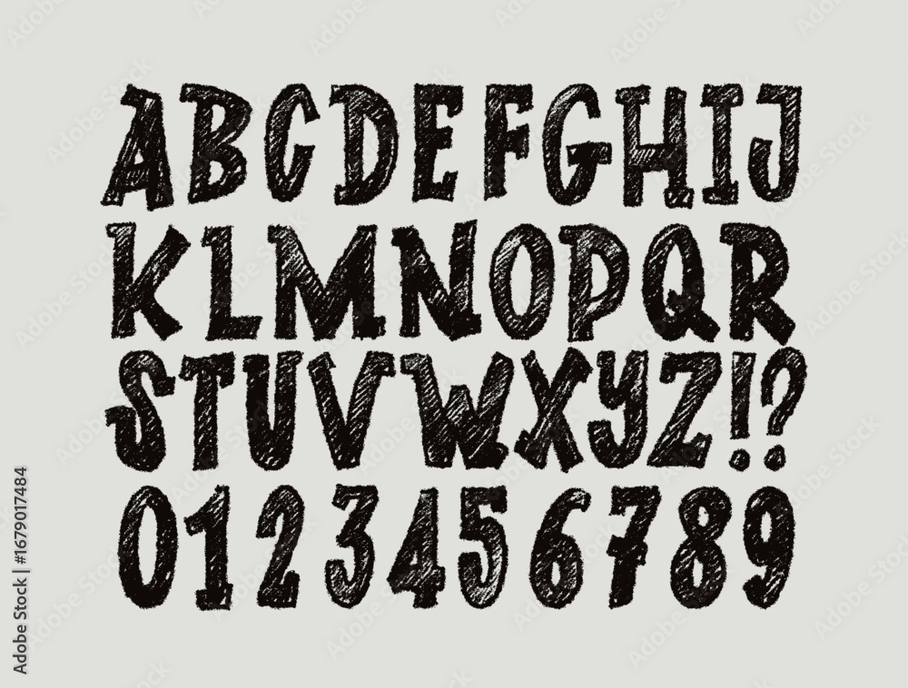 Poster distressed grunge alphabet vector with uppercase letters numbers. rough textured vector font with ha