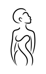 Logo of a beautiful girl , black and white, vintage design template vector illustration