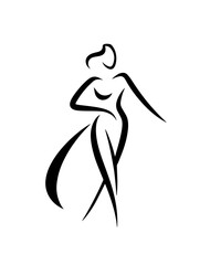 Logo of a beautiful girl , black and white, vintage design template vector illustration