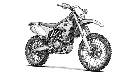 Obraz premium Detailed line drawing of a modern motocross bike ready for adventure