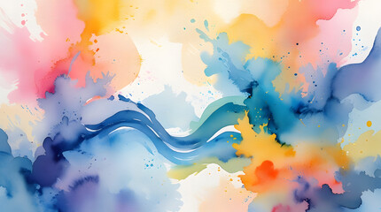 Vibrant abstract watercolor painting.  Perfect for social media, branding, or website backgrounds. Evokes feelings of serenity and optimism. Ideal for minimalist designs.
