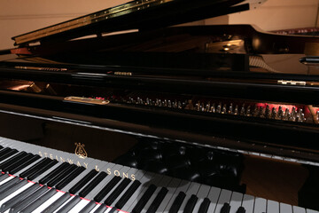 Close-up of Steinway Grand Piano in Concert Hall © PHOTOPLUS