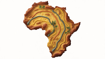 Fototapeta premium South African Bobotie Styled as Map of Africa – Creative African Cuisine Concept