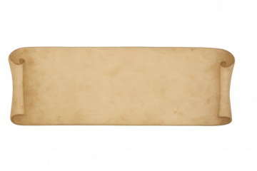 Antique blank paper scroll banner isolated on transparent background, providing copy space for text or design