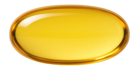 Vitamin D3 softgel capsule, translucent with a golden-yellow hue