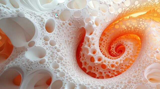 Abstract spiral design featuring soft white and vibrnt orange hues, evoking a ense of fluidity and elegace, perfect for modern decr or creative projects.