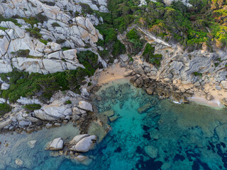 Aerial view of Cala Spinosa beach in Capo Testa