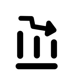 Declining Bar Chart with Downward Arrow Icon