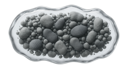 Proto-cell with irregular boundary and heterogeneous internal structure