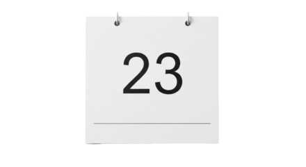 Isolated Calendar Page with Number 23