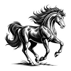 A horse Galloping white and black horse. 