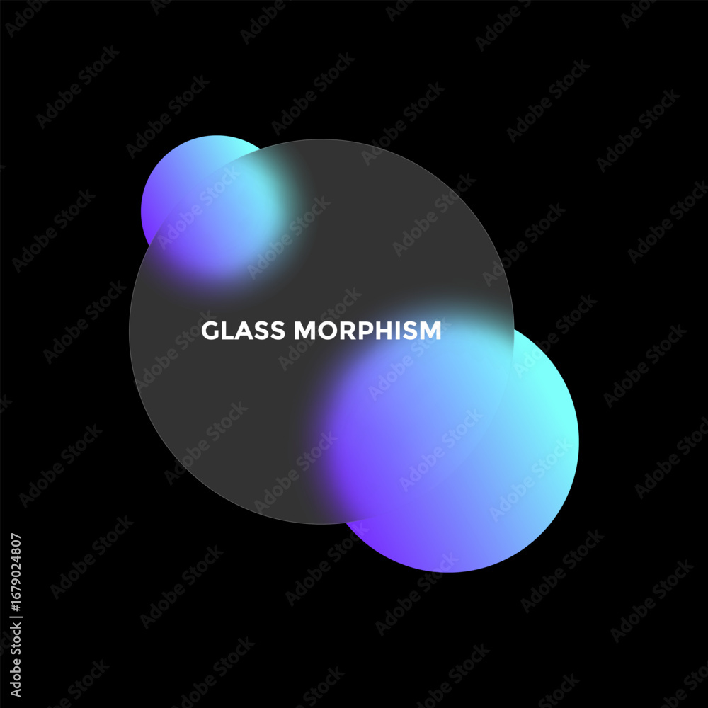 Poster the transparent circle creates depth through glass morphism with blurred circles intersecting in a c