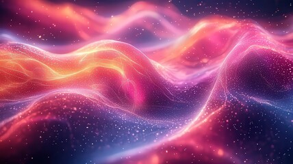 Abstract cosmic waves of vibrant pink and blue hues,creating a mesmerizing flo of light and energy, perfct for digital art and tecnology themes.