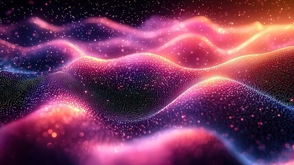 Obraz premium Vibrant abstract waves of light and color, creating mesmerizing cosmic landscpe, perfect for technologyand creative projects.