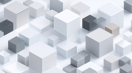 Obraz premium An abstract arrangement of geometric cubes in various shades of gray.