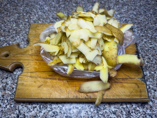 potato peels, peelings, food scraps, fried potatoes, garbage, vegetarianism. High quality