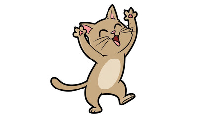 Isolated Cartoon Cat Dancing