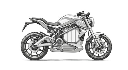 Obraz premium Sleek futuristic electric motorbike illustration for eco-conscious transport
