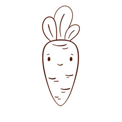 Carrot kawaii. Cute children's coloring book