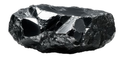 Chromium chunk with shiny, reflective surface and dark gray color