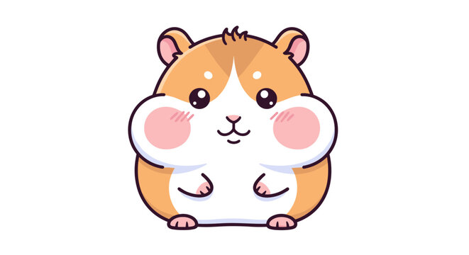Adorable fluffy hamster with chubby cheeks and cute blushing pink spots illustration