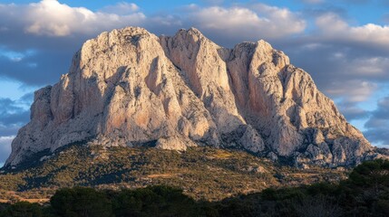 Obraz premium Majestic Rocky Mountain Landscape with Dramatic Cloudy Sky and Vibrant Natural Scenery