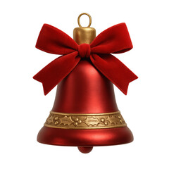 Red bell ornament with bow and gold band
