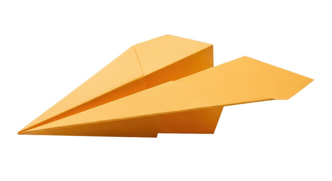 Isolated yellow paper airplane