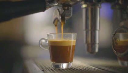 Cafetera espress realizando un café cremoso
