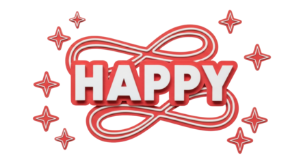 Isolated Happy Word with Stars