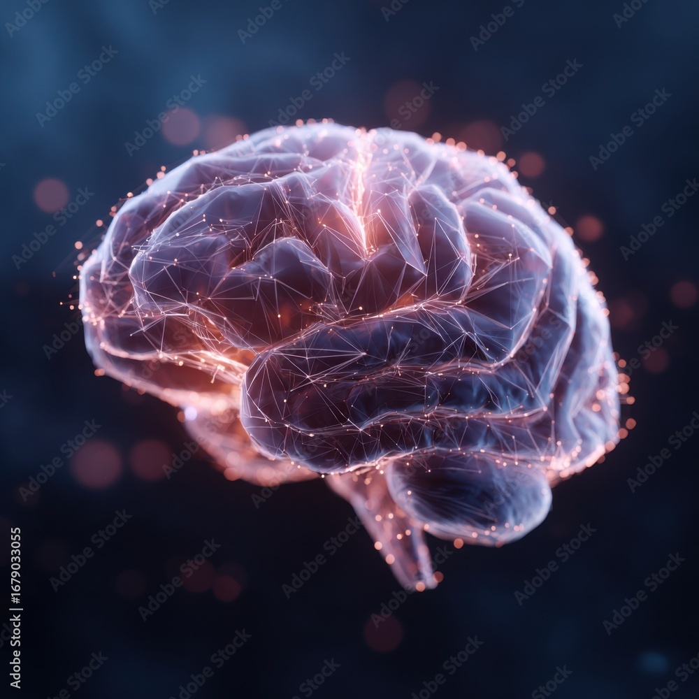Aufkleber glowing brain visualization showcases intricate neural networks and connections, symbolizing advance