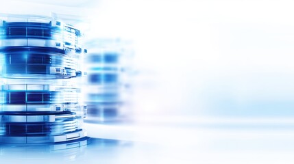 Futuristic data center with illuminated servers showcasing advanced technology and seamless digital connectivity