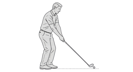 Isolated Golfer Line Art