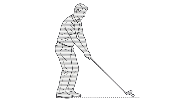 Isolated Golfer Line Art