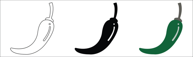 green chili isolated vector illustration on white background