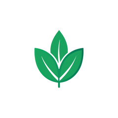 Green leaf vector icon, flat vector illustration, isolated on white background