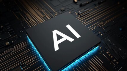 A close-up view of a cutting-edge neurochip enhanced with blue lighting. This advanced technology facilitates artificial intelligence applications and showcases innovation in digital realms. - Powered by Adobe