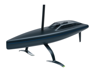 Hydrofoil sailboat with lifting foils and a minimalistic deck layout