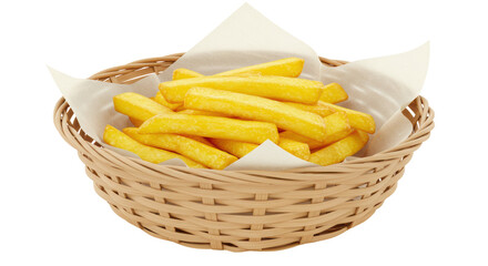 Isolated Basket of French Fries