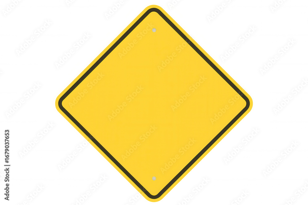Poster yellow diamond road sign with black border creating a customizable template on a transparent backgro