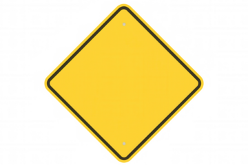 Yellow diamond road sign with black border creating a customizable template on a transparent background