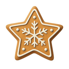 Gingerbread star cookie with white snowflake icing