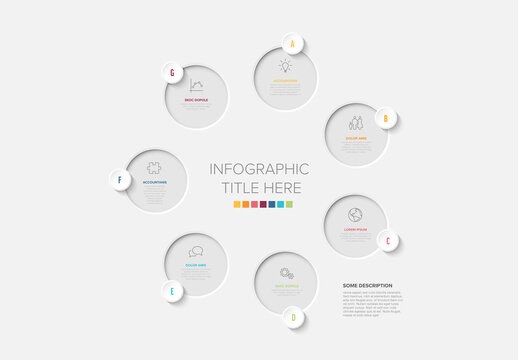 Circular Light Cycle Infographic Template with Icons and Steps in Circles