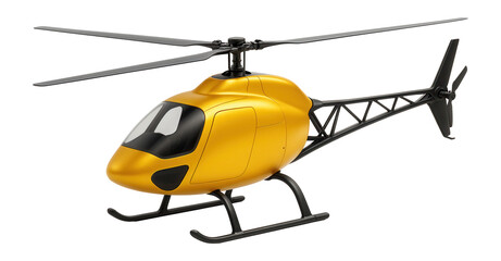 Obraz premium Rotorcraft with open-frame tail boom and vibrant yellow bodywork