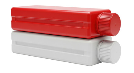 Isolated Red and White Plastic Bottles