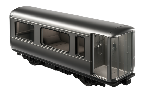 Luxury sleeper carriage with en-suite bathroom including a modern shower