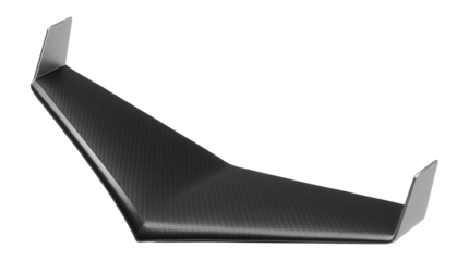 Anhedral wing with downward angle and prominent wing fences